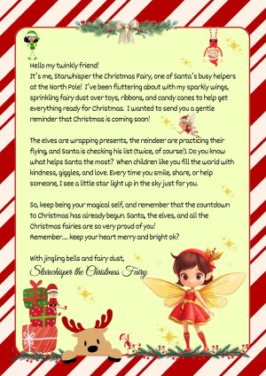 Christmas Fairy Letter from Santa’s Fairy Helper Starwhisper the Christmas Fairy