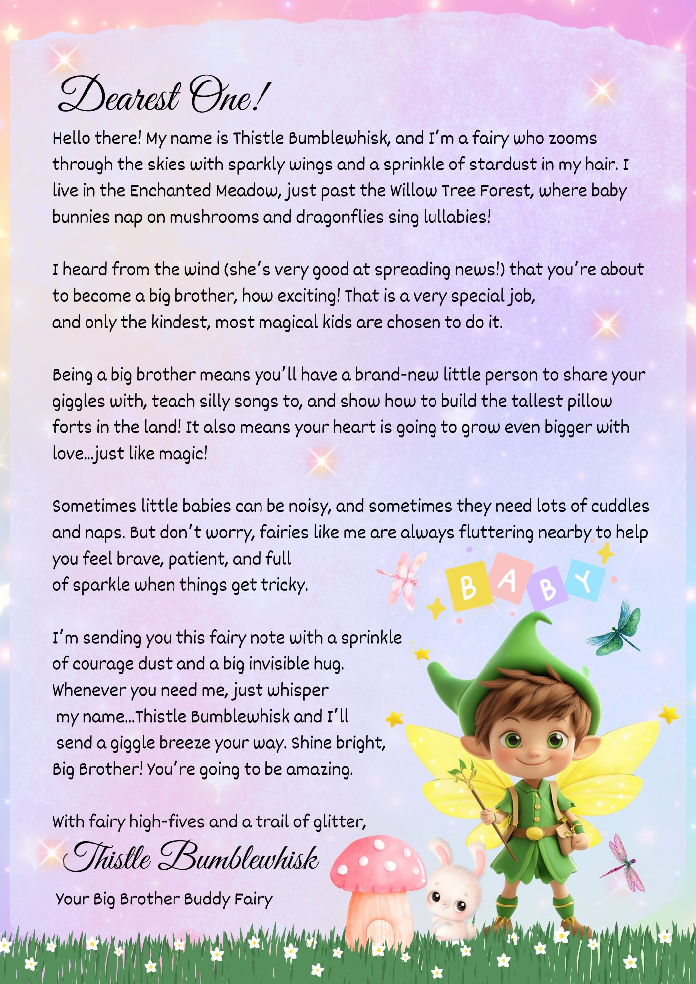 Printable Fairy Letter For Kids