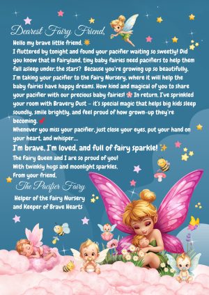 Pacifier Fairy Letter, Instant Digital Download PDF